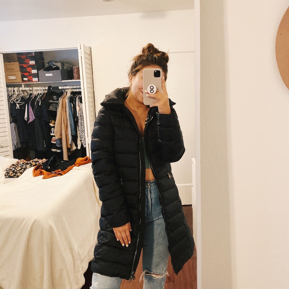 Aritzia Long Black Puffer Coat